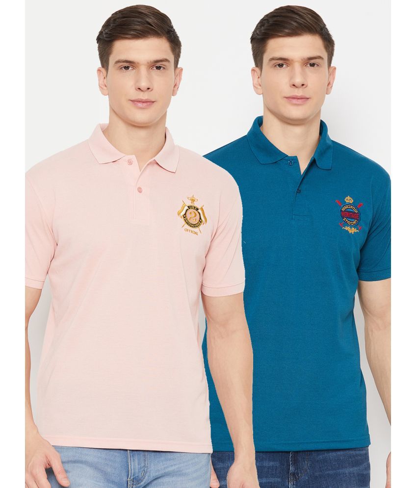     			UBX Pack of 2 Polyester Regular Fit Solid Half Sleeves Men's Polo T Shirt ( Pink )