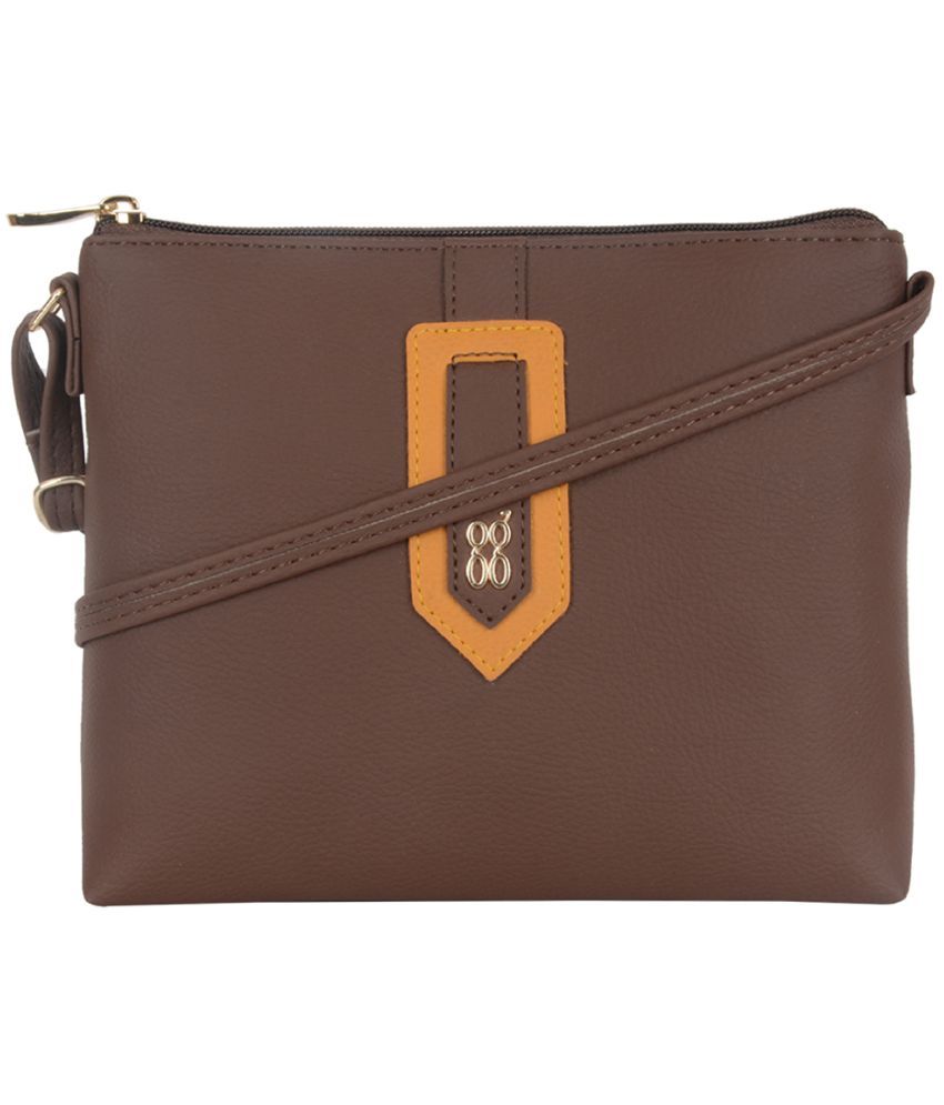     			Baggit Brown Faux Leather Sling Bag