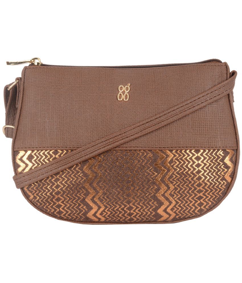     			Baggit Brown Faux Leather Sling Bag