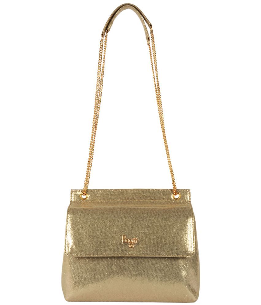     			Baggit Gold Faux Leather Sling Bag