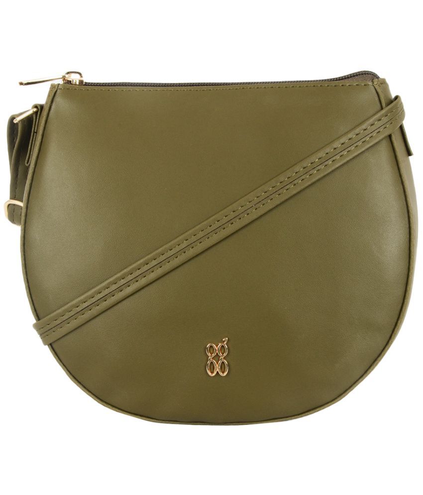     			Baggit Green Faux Leather Sling Bag