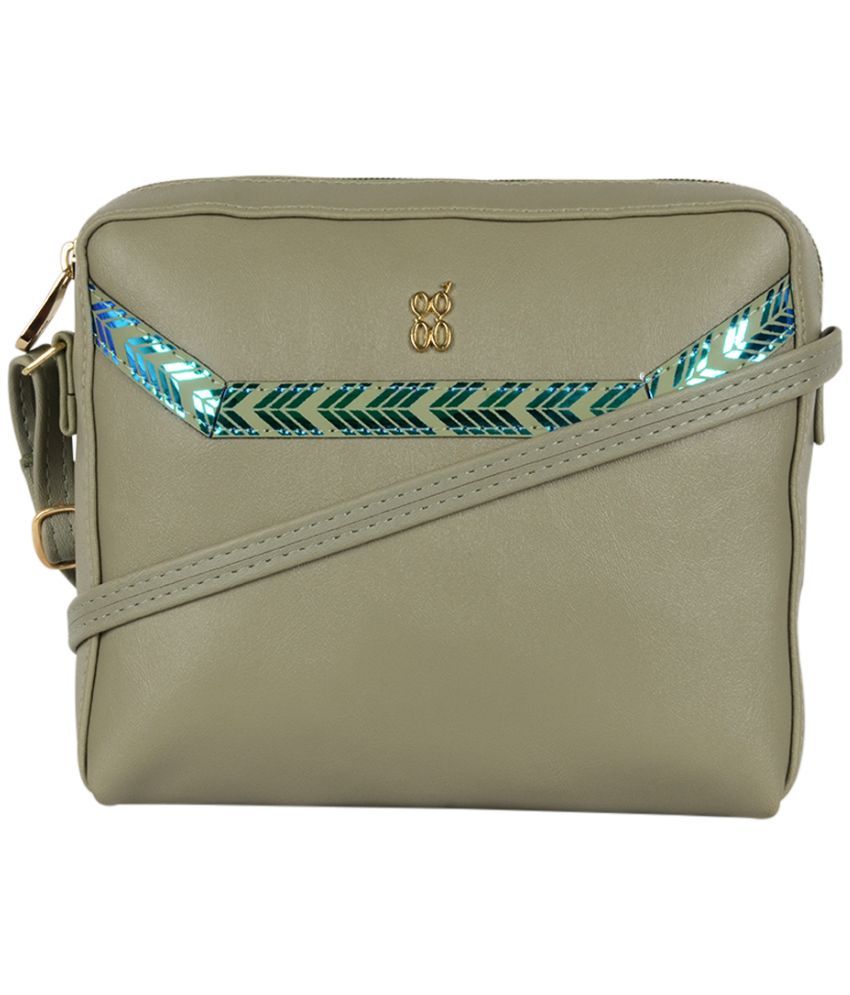     			Baggit Green Faux Leather Sling Bag