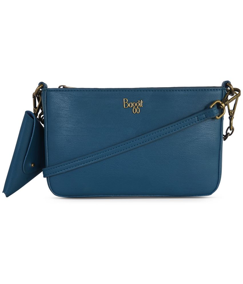     			Baggit Green Faux Leather Sling Bag