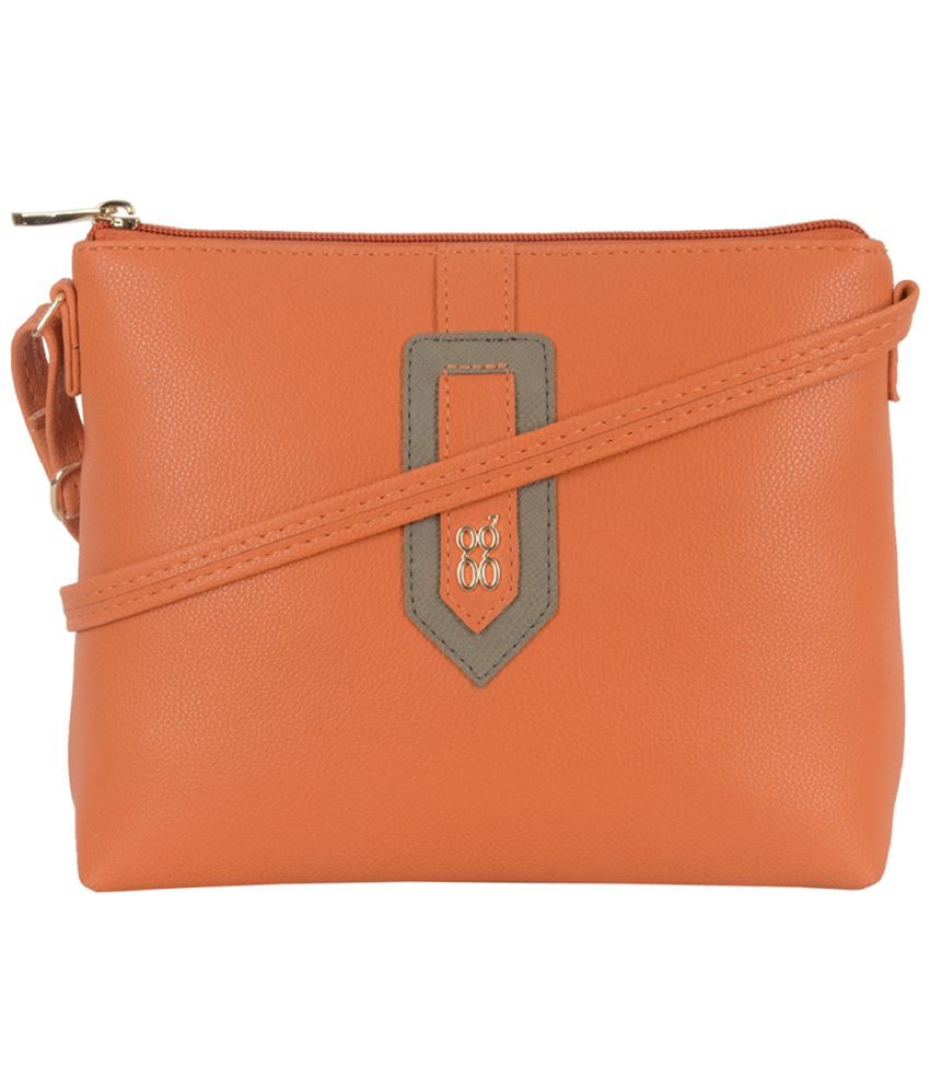     			Baggit Orange Faux Leather Sling Bag