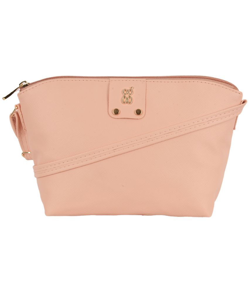     			Baggit Peach Faux Leather Sling Bag