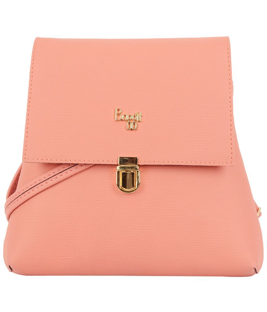     			Baggit Pink Faux Leather Sling Bag