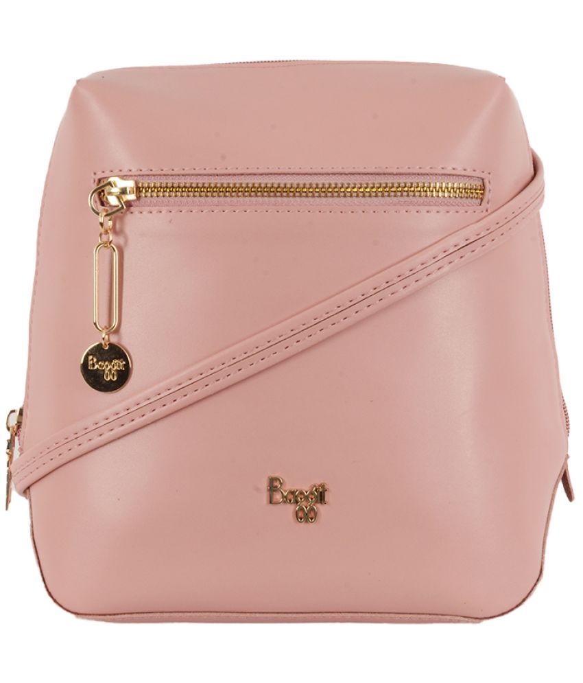     			Baggit Pink Faux Leather Sling Bag