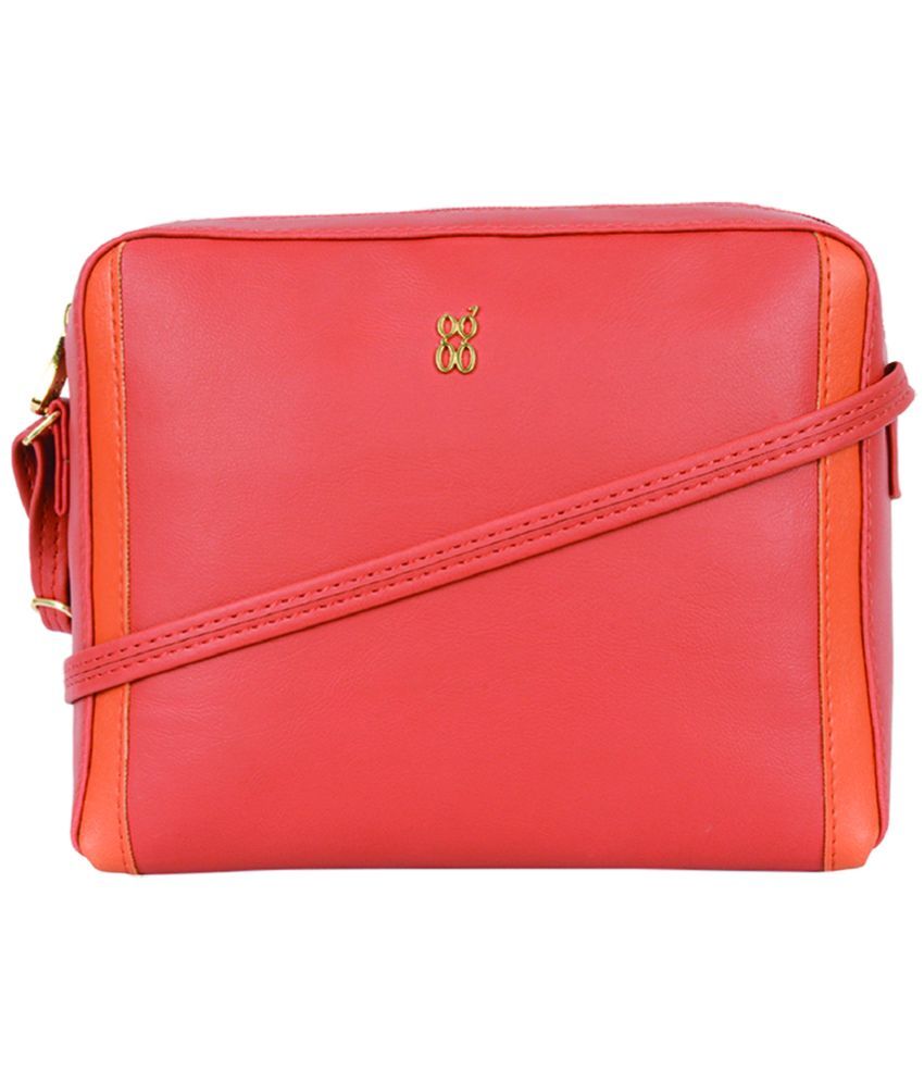     			Baggit Red Faux Leather Sling Bag