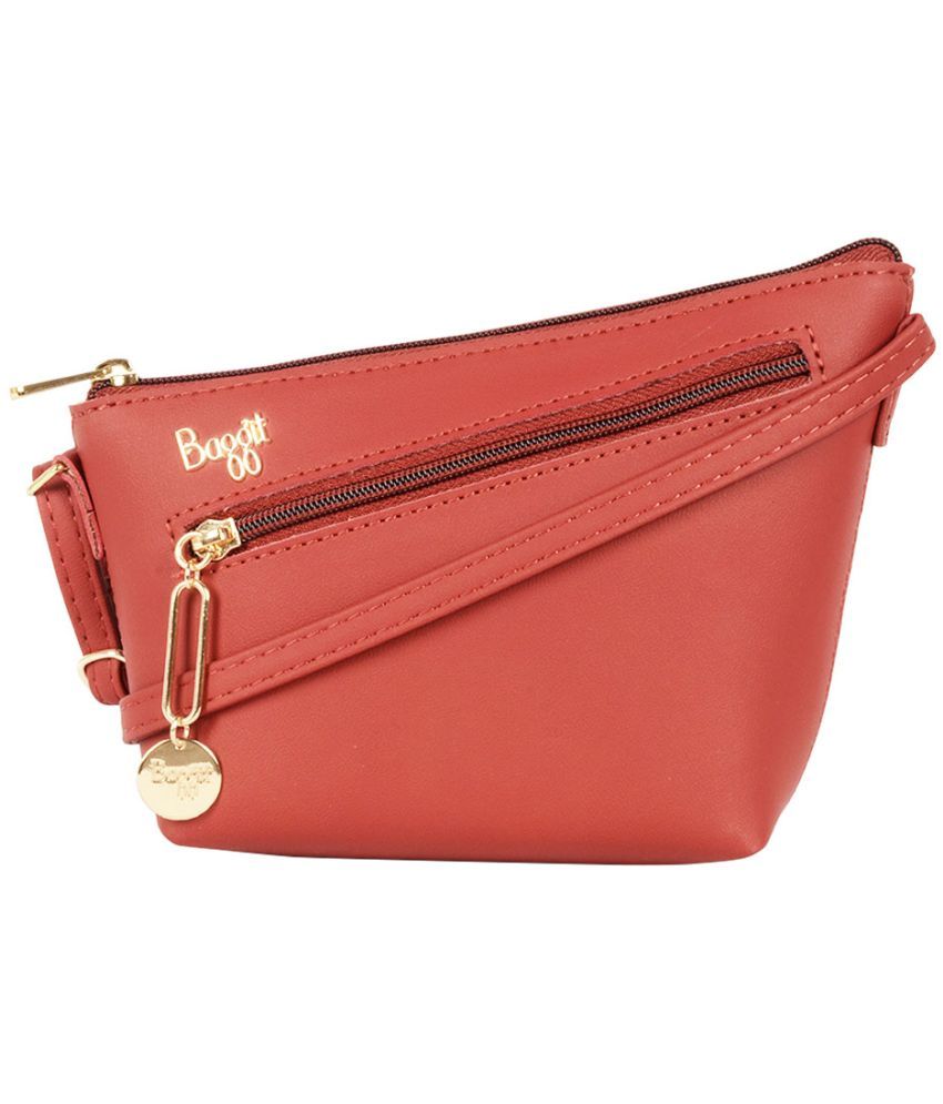     			Baggit Red Faux Leather Sling Bag