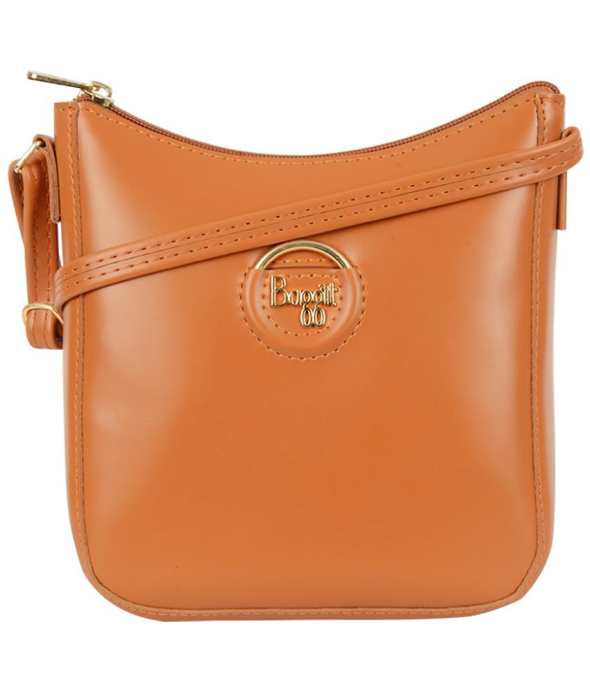     			Baggit Tan Faux Leather Sling Bag