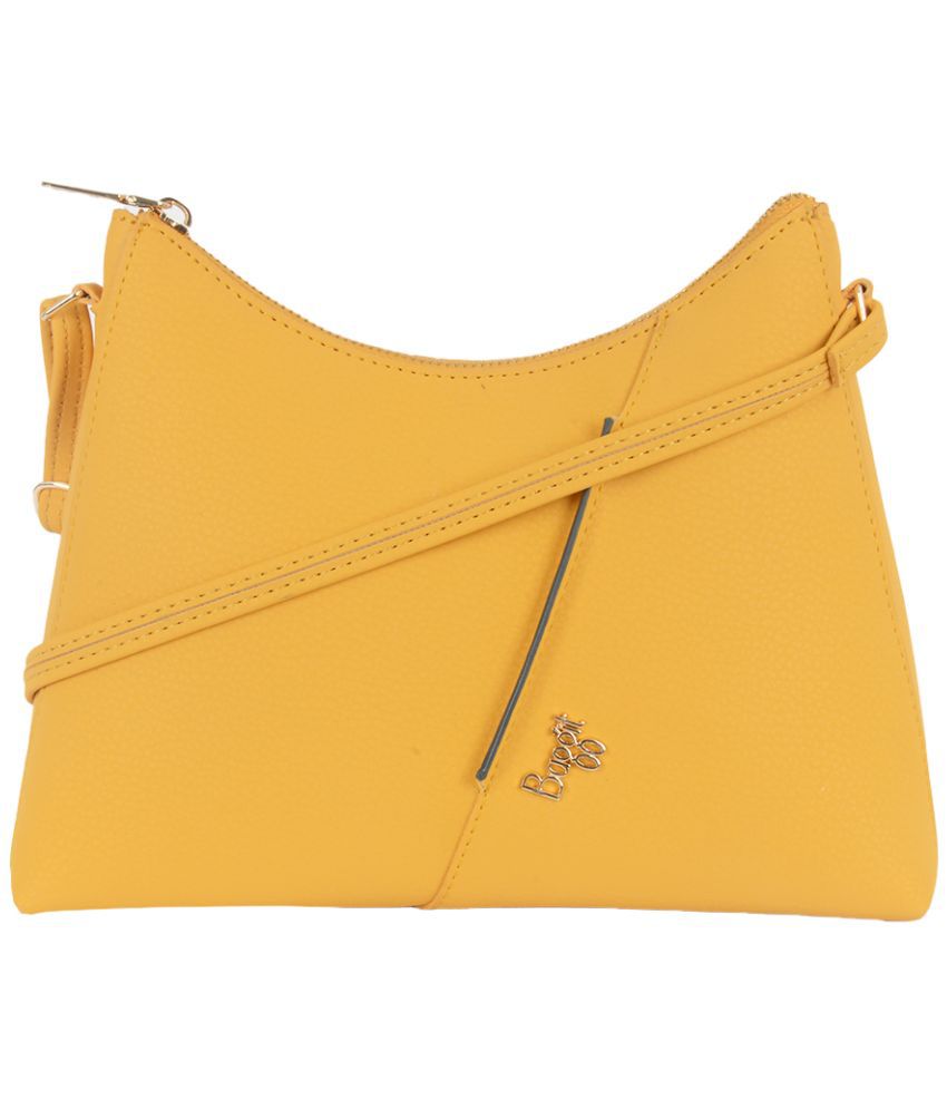     			Baggit Yellow Faux Leather Sling Bag