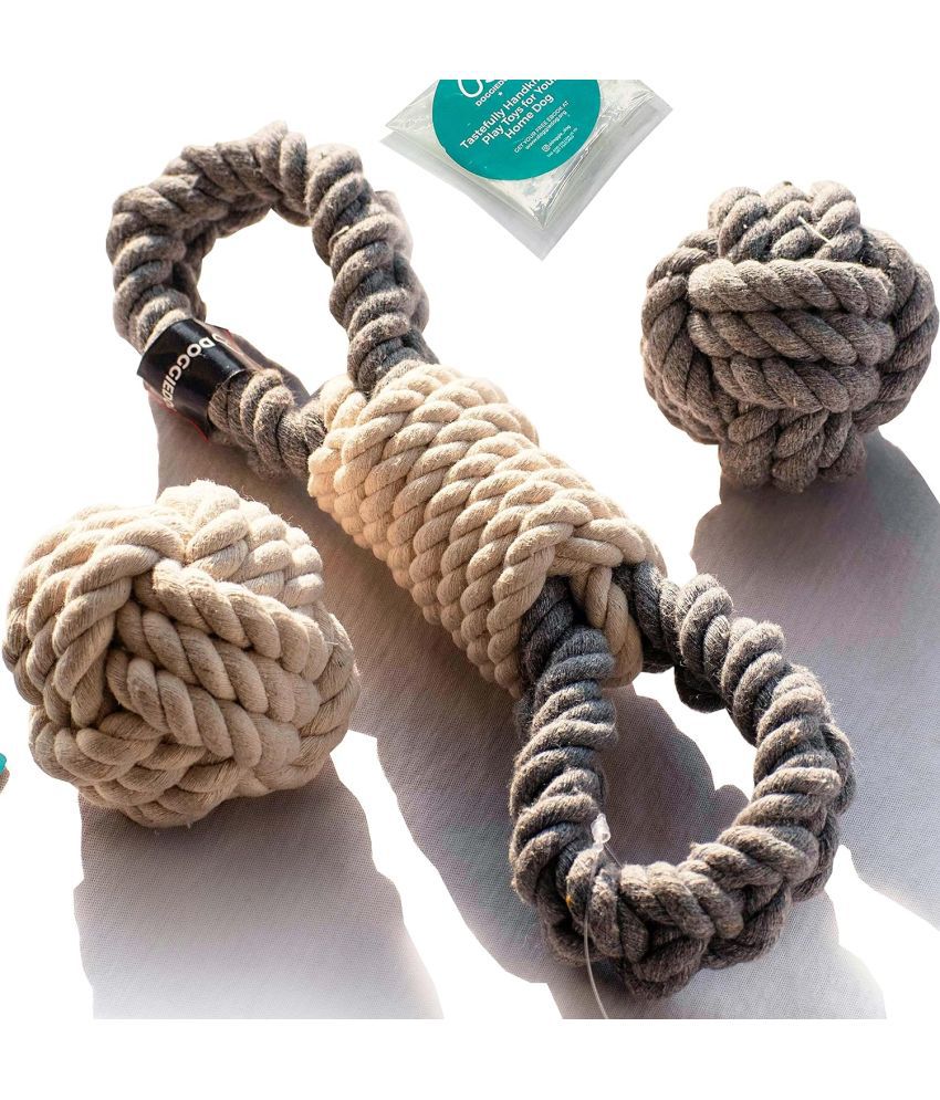     			DOGGIE DOG Attractive Cotton Poly Mix Chew Dog Toys Rope for Adult and Small dogs for Teething Suitable Small and Medium Puppies with eBook (Silk white (4 in 1 Combo))