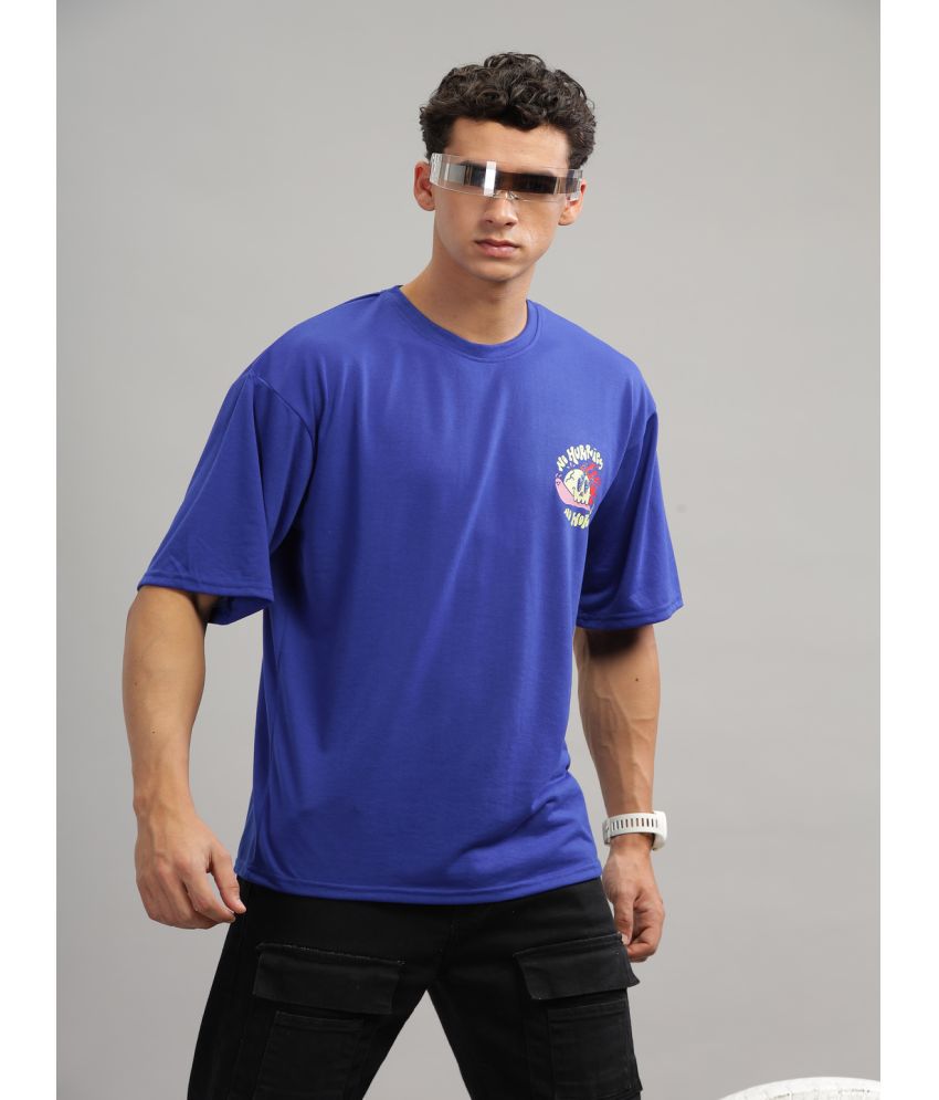    			Gritstones Cotton Blend Oversized Fit Printed Half Sleeves Men's T-Shirt - Blue ( Pack of 1 )