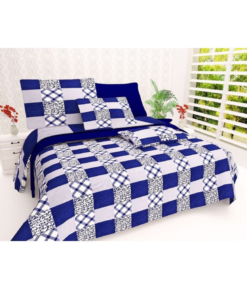     			HOMETALES Polyester Typography 1 Double Bedsheet with 2 Pillow Covers - Blue