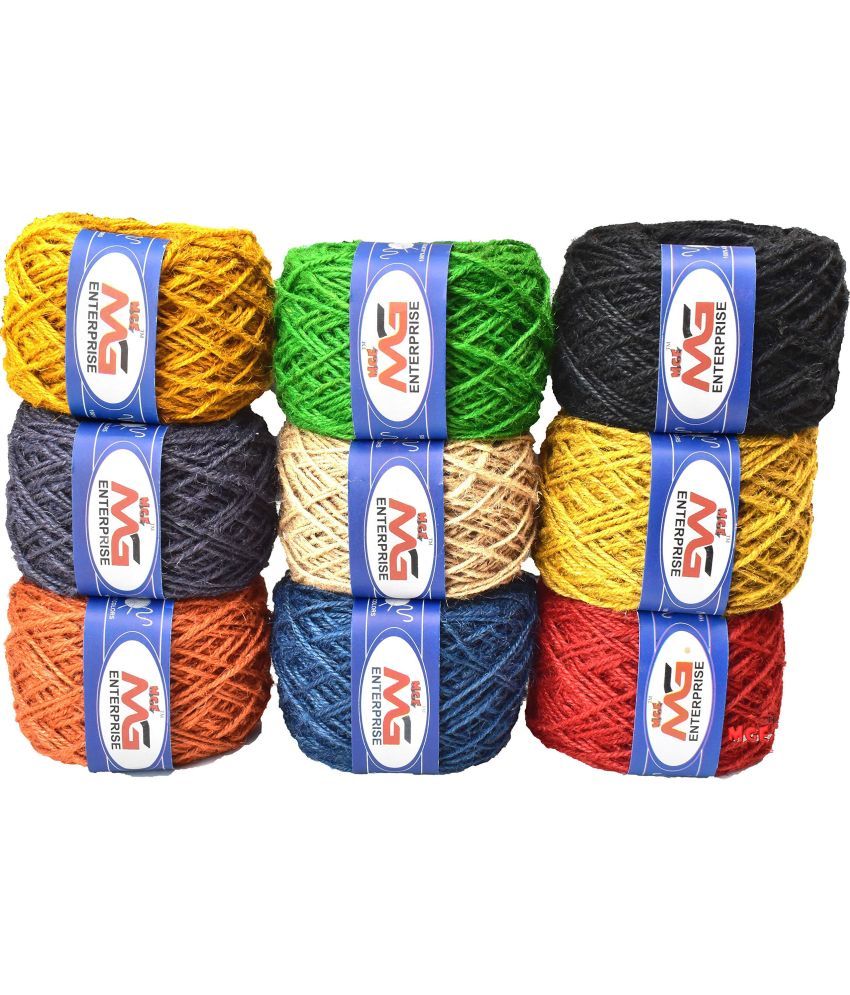     			HR ENTERPRISE Jute Combo Colour 1 Exclusive Twine Threads String Rope 3 Ply 900 m (9 Colour 1s / 100 m Each) for Creative Decoration