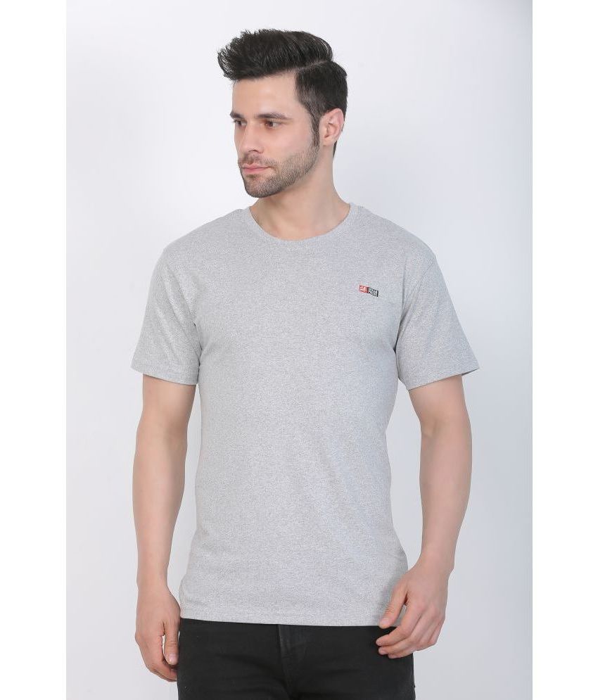     			Indian Pridee 100% Cotton Regular Fit Self Design Half Sleeves Men's T-Shirt - Grey Melange ( Pack of 1 )