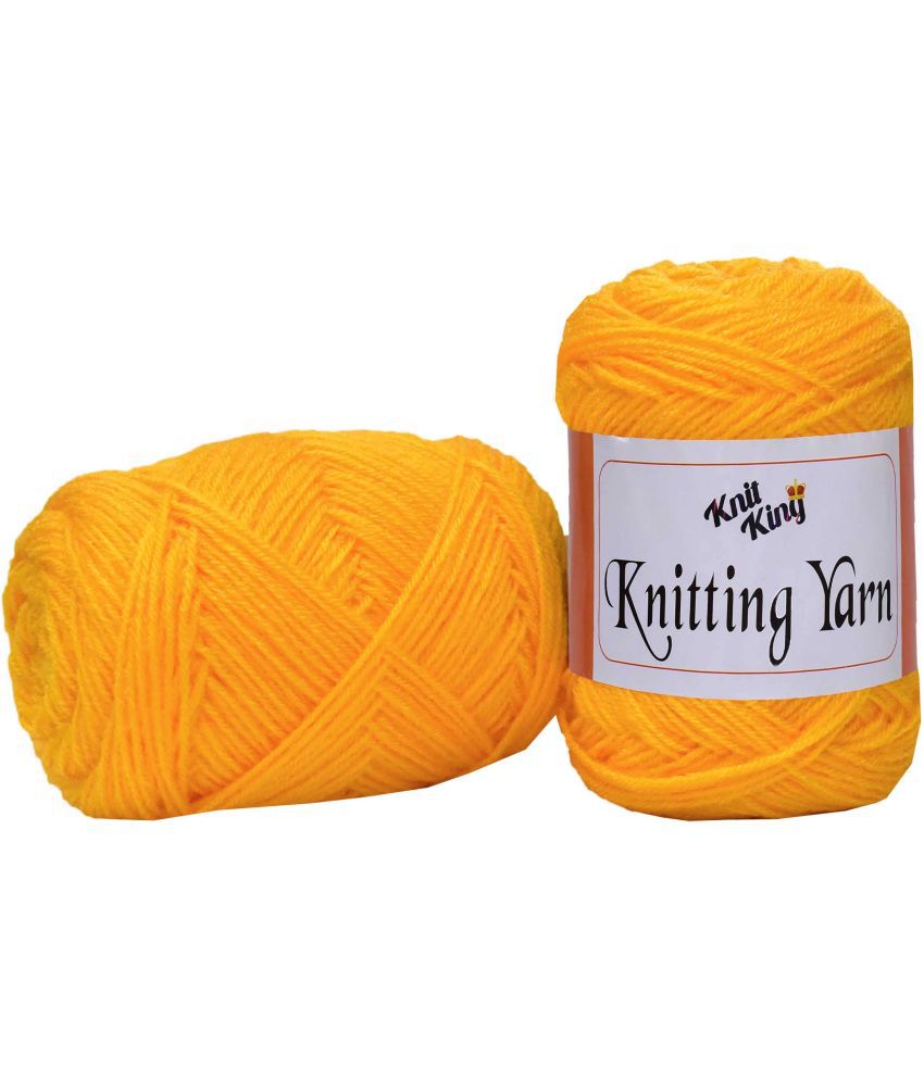     			KNIT KING 100% Acrylic Wool Yellow 100 GMS Wool Ball Hand Knitting Wool/Art Craft Soft Fingering Crochet Hook Yarn, Needle Knitting Yarn Thread Dyed-T Art-AGJ
