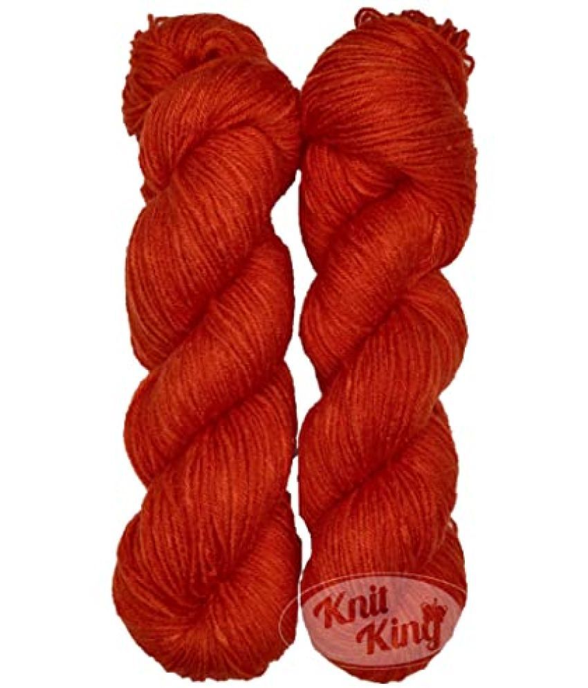     			KNIT KING Brilon Rust (300 gm) Wool Hank Hand Knitting Wool/Art Craft Soft Fingering Crochet Hook Yarn, Needle Knitting Yarn Thread dye DD