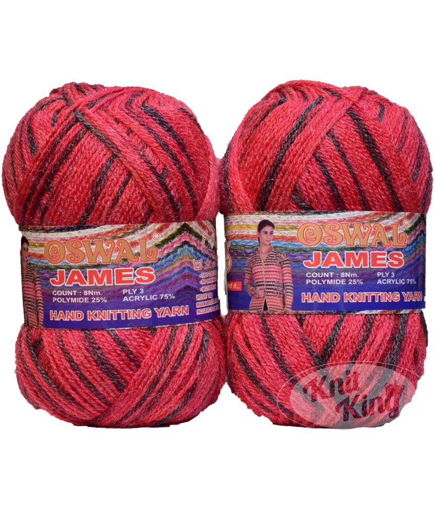     			KNIT KING Oswal James Knitting Yarn Wool, Redmix Ball 700 gm Best Used with Knitting Crochet Needles