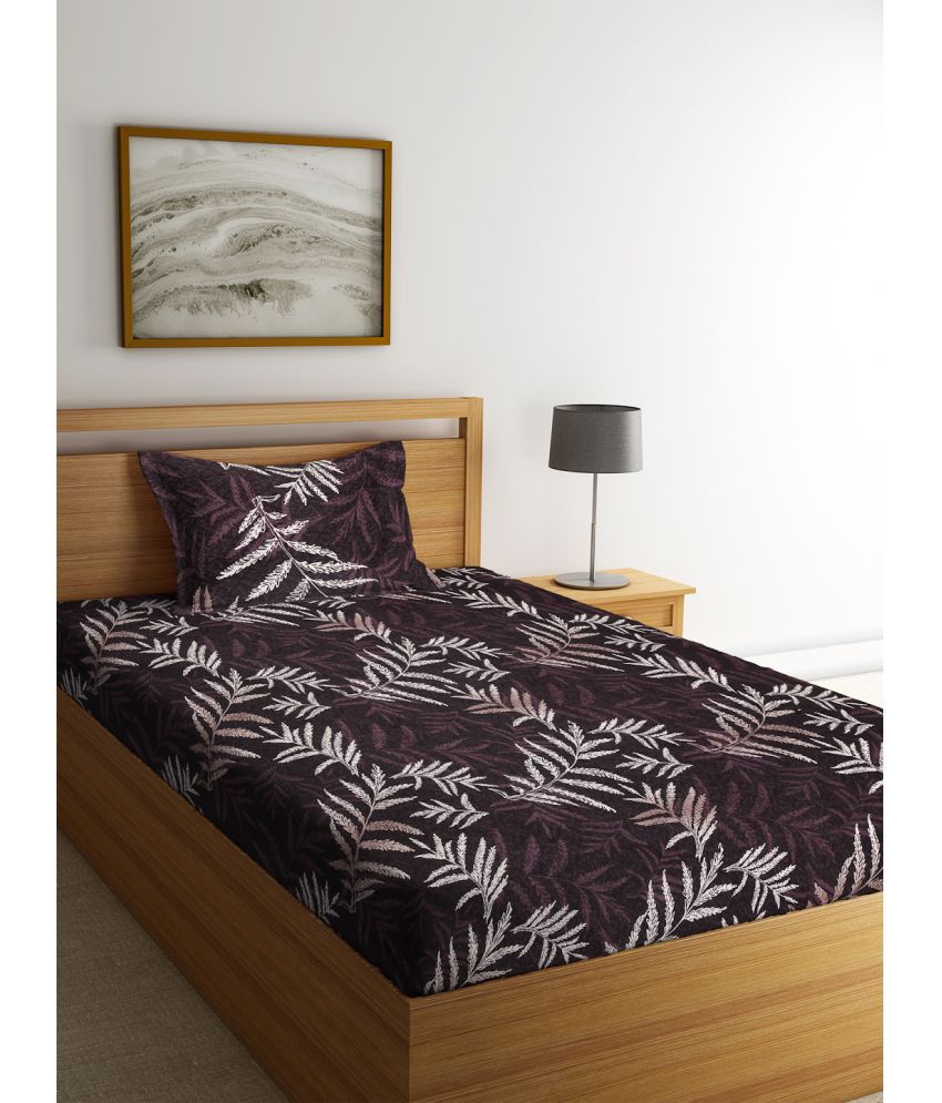     			Klotthe Poly Cotton Nature 1 Single Bedsheet with 1 Pillow Cover - Brown