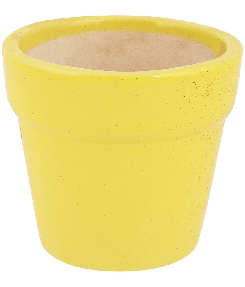     			Leafy Tales Yellow Ceramic Ceramic Planters ( Pack of 1 )