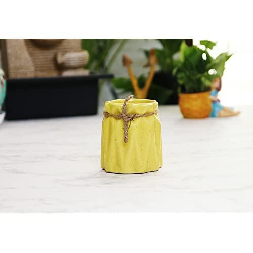     			Leafy Tales Yellow Ceramic Ceramic Planters ( Pack of 1 )