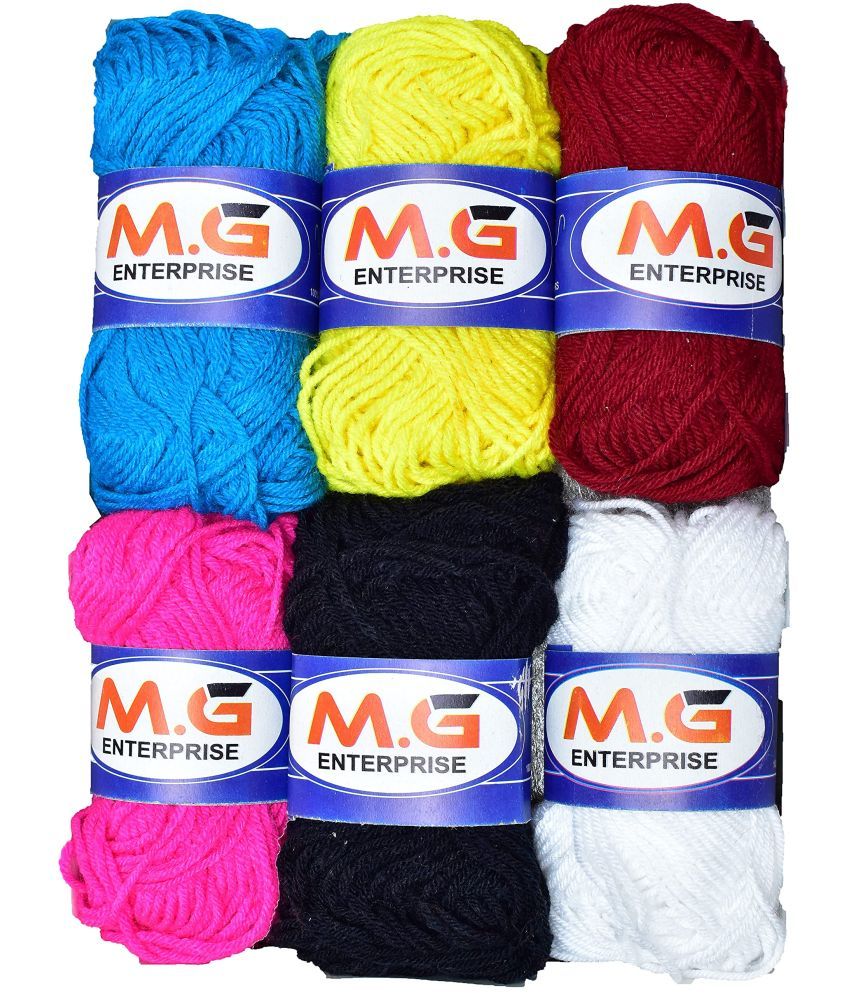     			M.G ENTERPRISE 100% Acrylic Wool White M.G Wool Ball Hand Knitting Wool/Art Craft Soft Fingering Crochet Hook Yarn, Needle Knitting Yarn Thread Dyed …