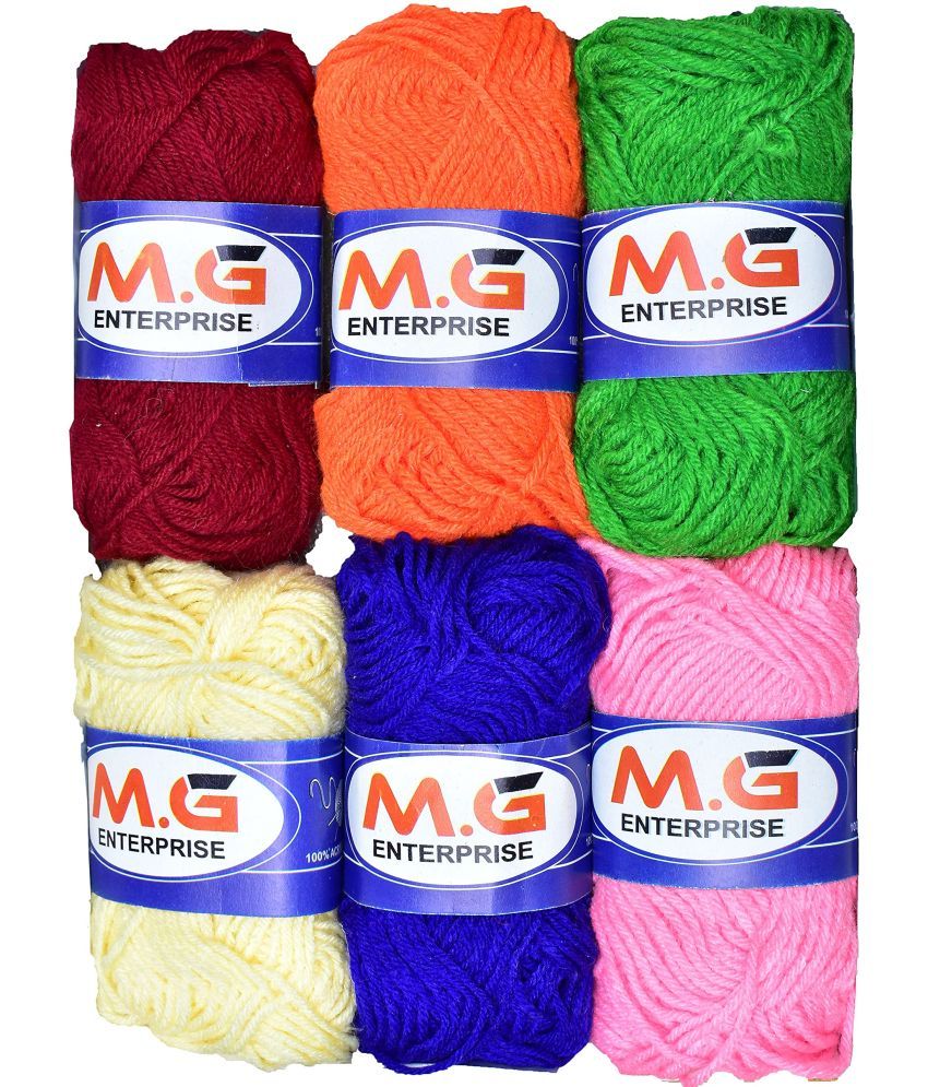     			M.G ENTERPRISE 100% Acrylic Wool White M.G Wool Ball Hand Knitting Wool/Art Craft Soft Fingering Crochet Hook Yarn, Needle Knitting Yarn Thread Dyed ?