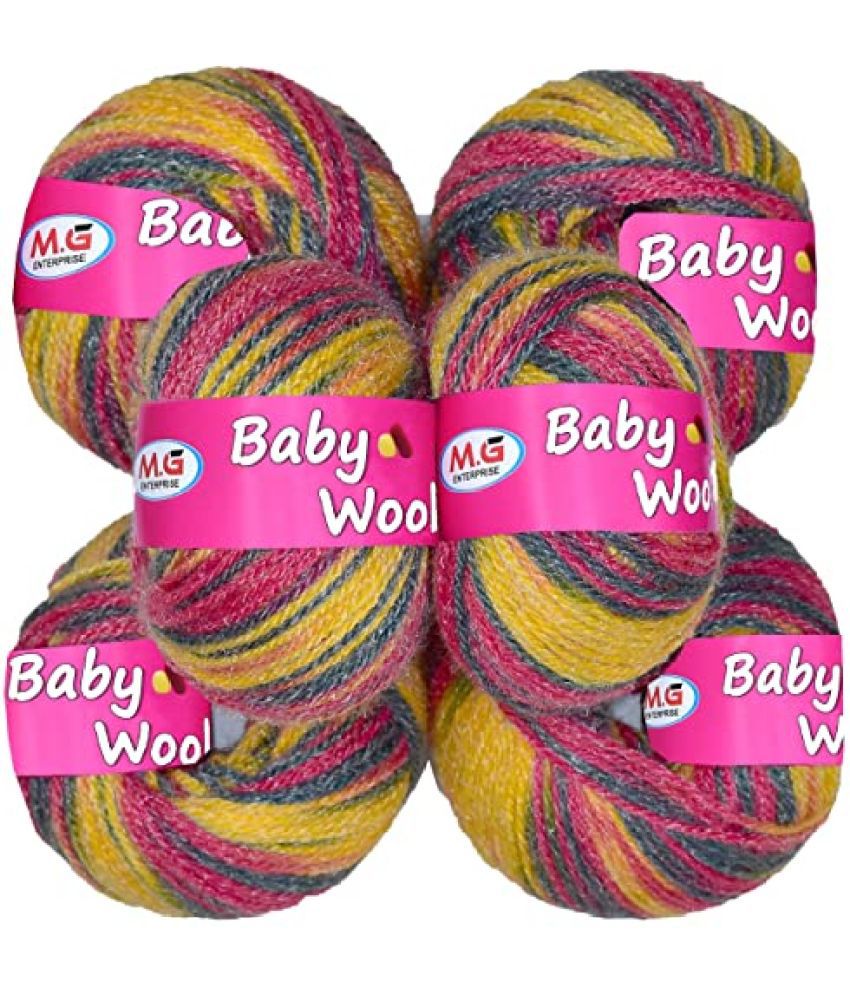     			M.G ENTERPRISE 100% Acrylic Wool Purple Grey (Pack of 6) Baby Wool Wool Ball Hand Knitting Wool/Art Craft Soft Fingering Crochet Hook Yarn, Needle Knitting Yarn Thread Dyed … -E