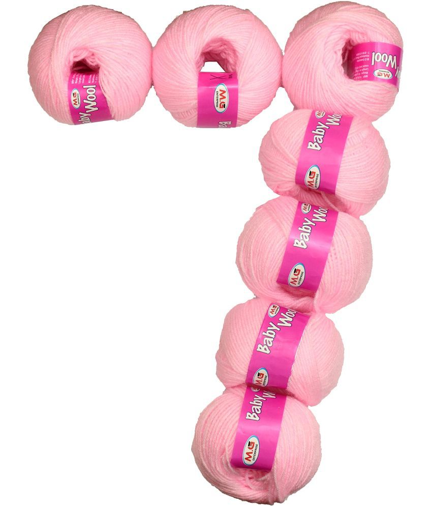     			M.G ENTERPRISE 100% Acrylic Wool Pink 7 Pc Baby Wool 4 ply Wool Ball Hand Knitting Wool/Art Craft Soft Fingering Crochet Hook Yarn-OB Art-HA