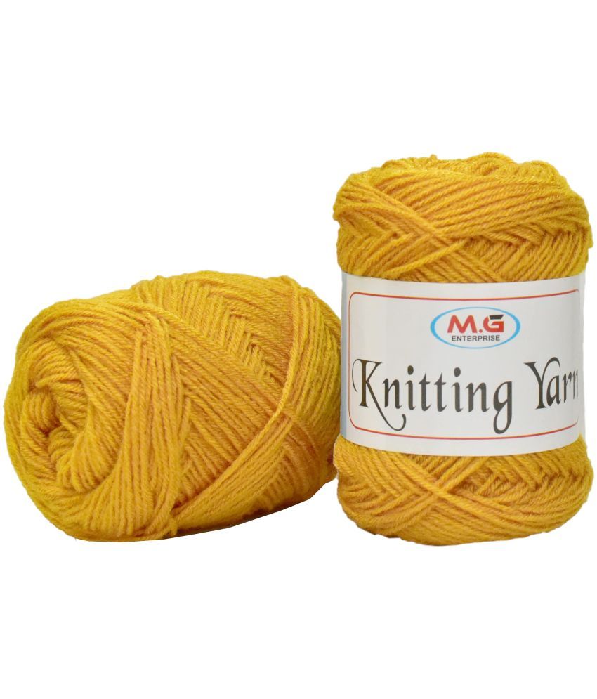     			M.G ENTERPRISE 100% Acrylic Wool Mustard 100 GMS Wool Ball Hand Knitting Wool/Art Craft Soft Fingering Crochet Hook Yarn, Needle Knitting Yarn Thread Dyed-QL Art-AGF