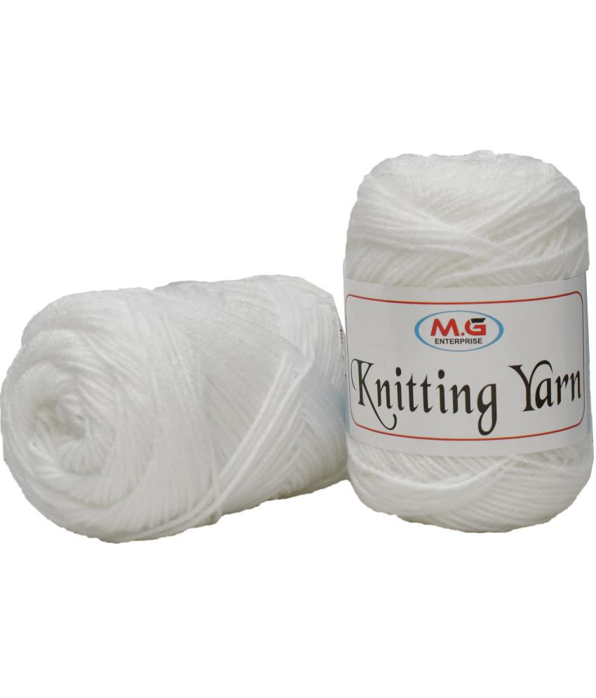    			M.G ENTERPRISE 100% Acrylic Wool White 100 GMS Wool Ball Hand Knitting Wool/Art Craft Soft Fingering Crochet Hook Yarn, Needle Knitting Yarn Thread Dyed-JL Art-AFI