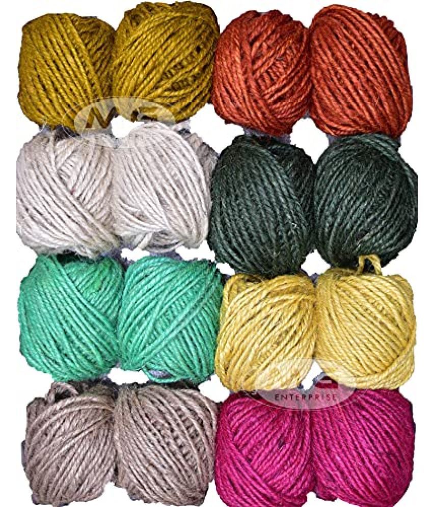     			M.G ENTERPRISE 6 X 2 - V1 Bubbles Coloured Exclusive Twine Ball Threads String Rope 3 Ply 120 m (10 m Each) for Creative Decoration