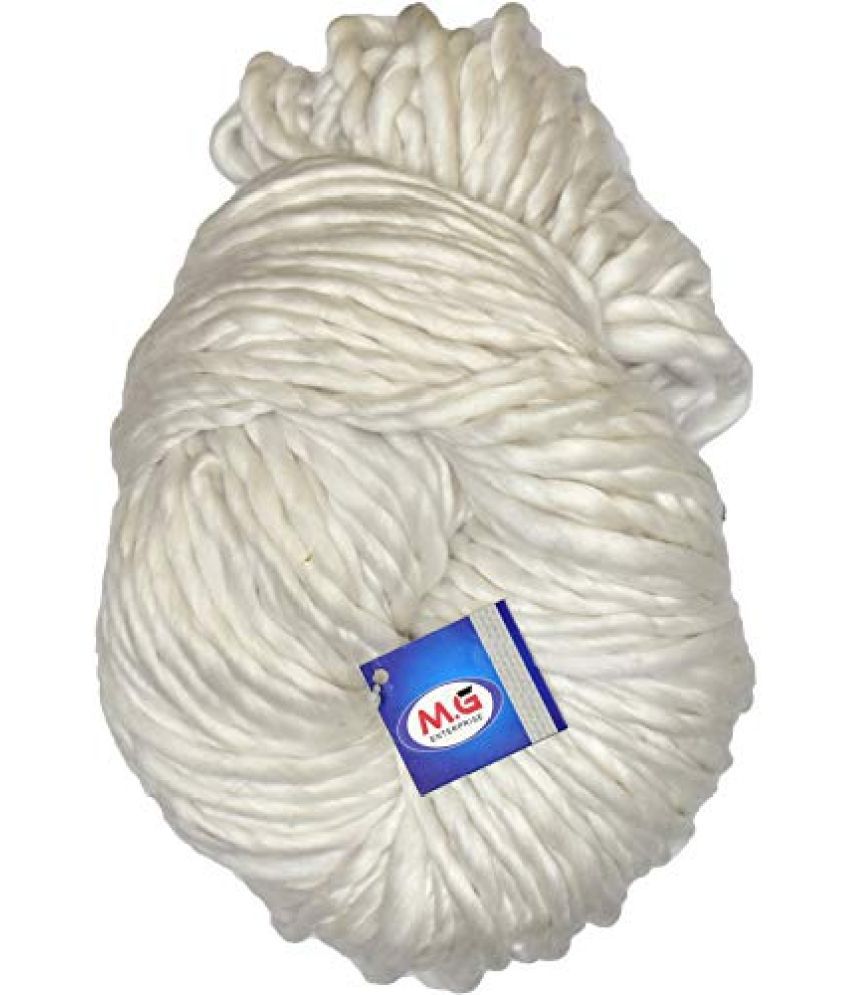     			M.G ENTERPRISE Knitting Yarn Thick Chunky Wool, Jumbo White450 gm Best Used with Knitting Needles, Crochet Needles Wool Yarn for Knitting