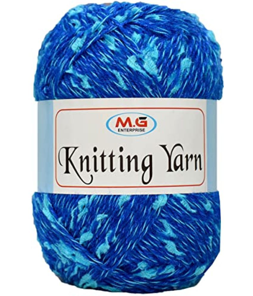     			M.G ENTERPRISE Knitting Yarn Thick Chunky Wool, Wool Mala - Blue Mix 200 gm Best Used with Knitting Needles, Crochet Needles Wool Yarn for Knitting