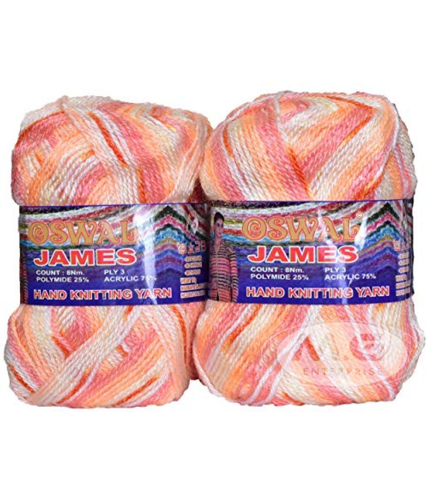     			M.G ENTERPRISE Os wal James Knitting Yarn Wool, Peach Mix Ball 500 gm Best Used with Knitting Needles, Crochet Needles Wool Yarn for Knitting Os wal