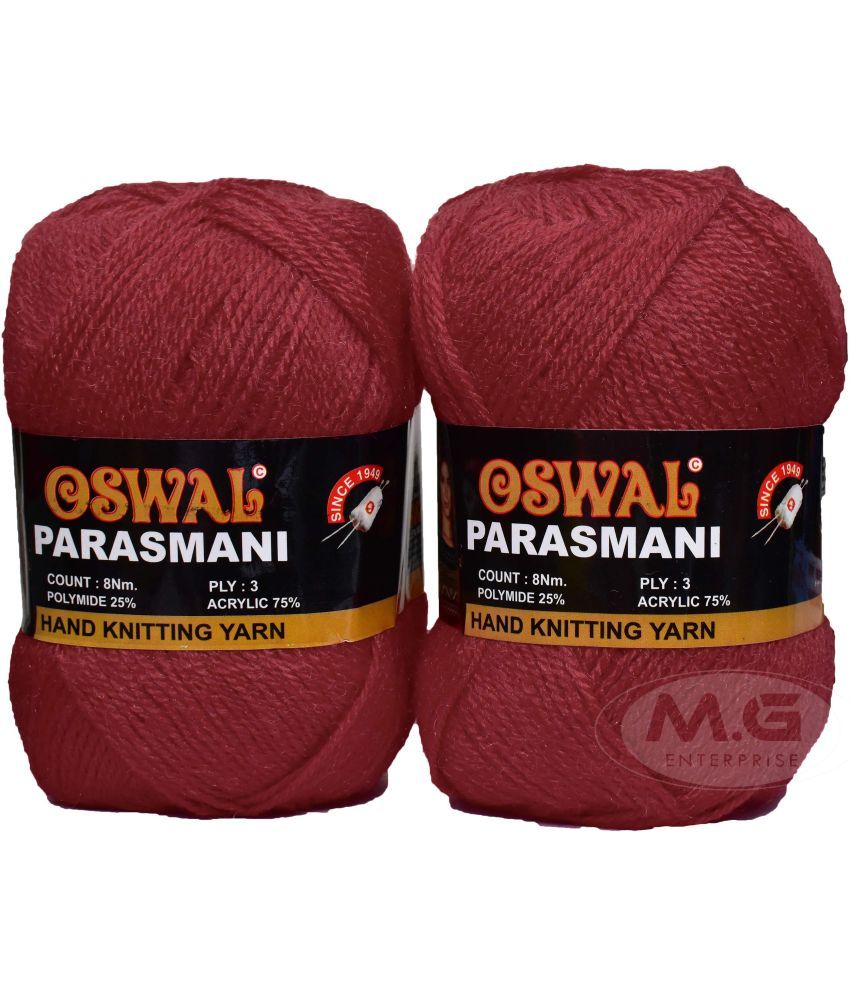     			M.G ENTERPRISE Os wal Parasmani Red (500 gm) Wool Ball Hand Knitting Wool/Art Craft Soft Fingering Crochet Hook Yarn, Needle Knitting Yarn Thread Dyed-X