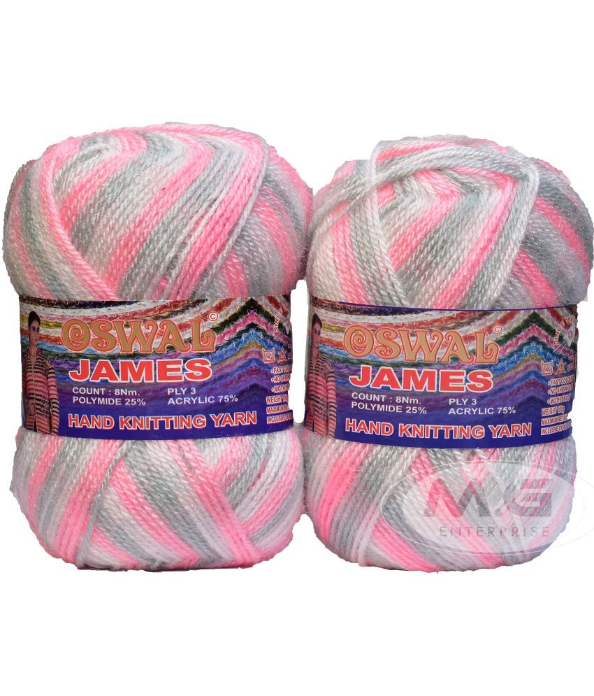     			M.G ENTERPRISE Os wale 3 Ply Knitting Yarn Wool, Pink Grey 400 gm Best Used with Knitting Needles, Crochet Needles Wool Yarn for Knitting Os wale