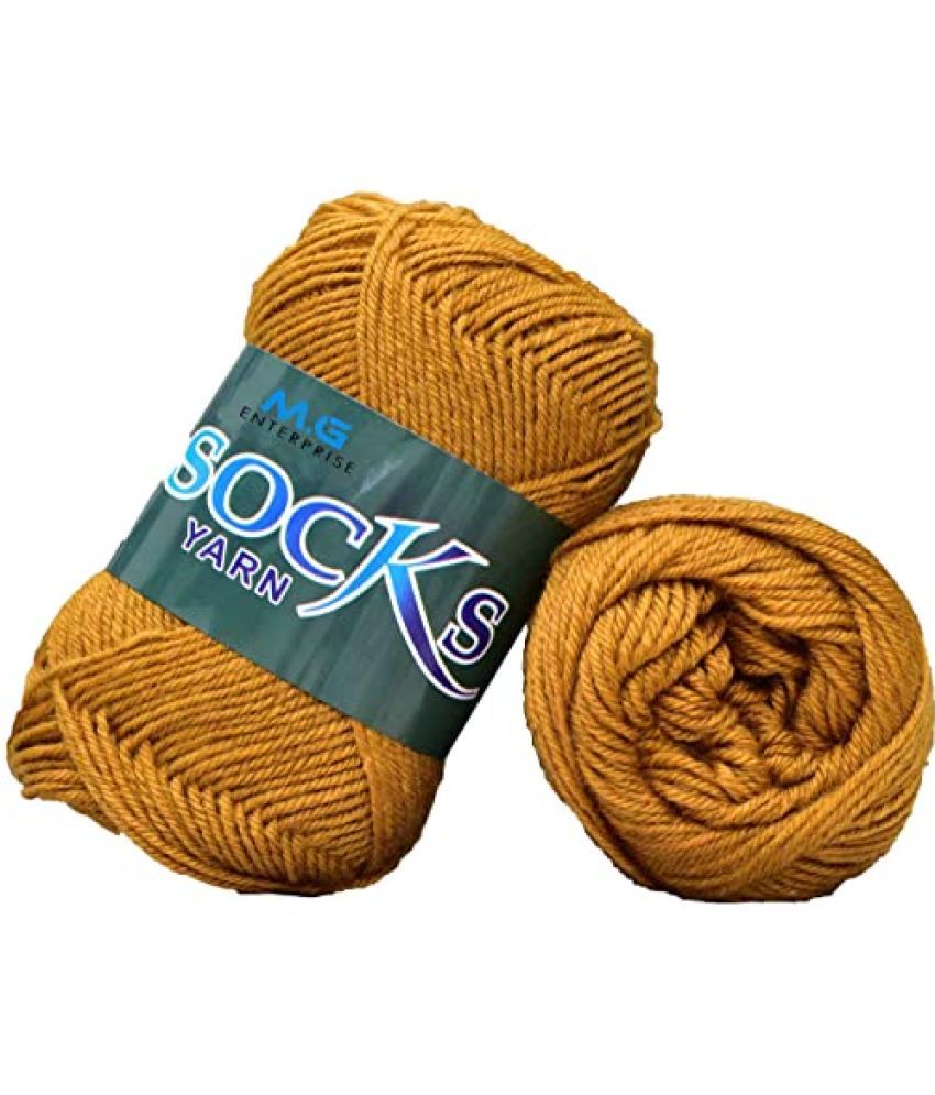     			M.G ENTERPRISE Premium Socks high Strength Nylon Yarn Suitable for Socks, Accessories, and Home Decor. 300 gm Mustard, Suitable for Both Crocheting & Knitting. C