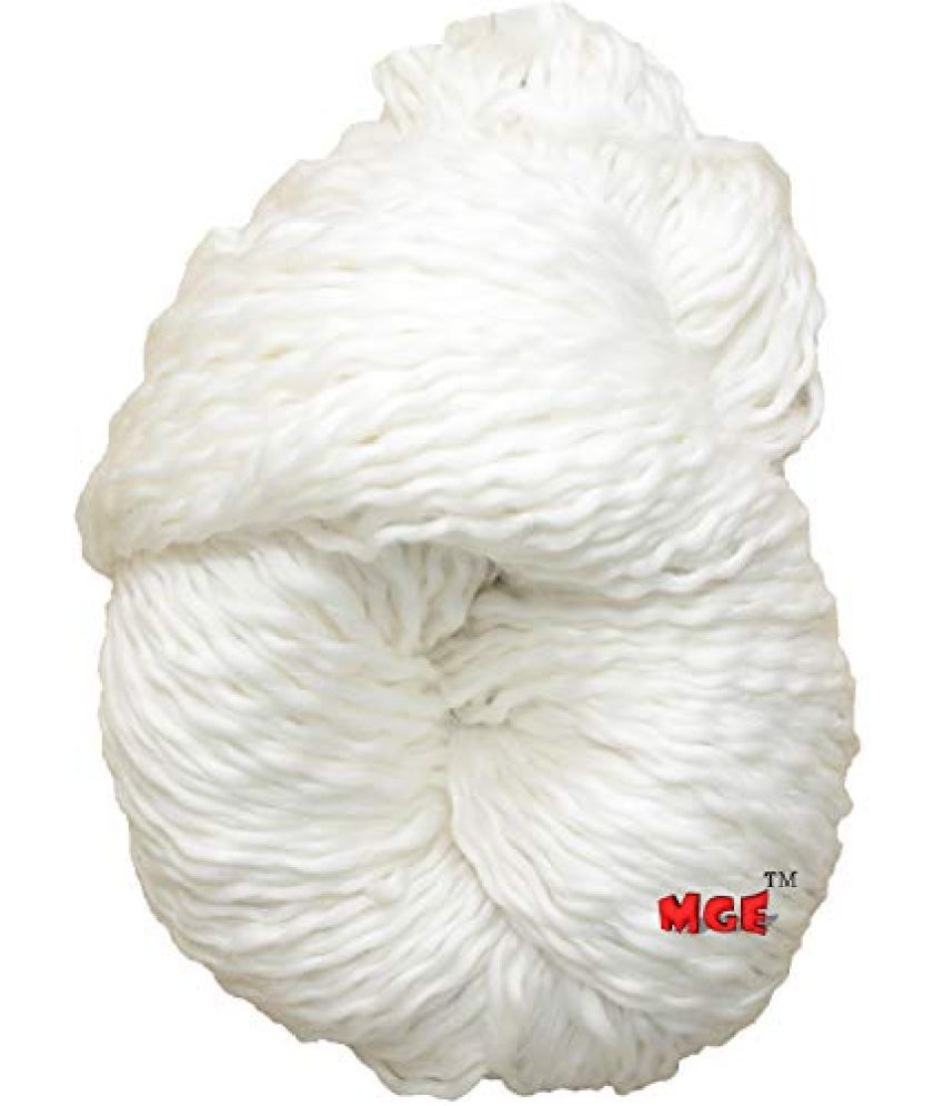     			M.G ENTERPRISE Sumo Knitting Chunky Yarn Thick Wool, White 500 gm Best Used with Knitting Needles, Crochet Needles Wool Roving Yarn for Knitting