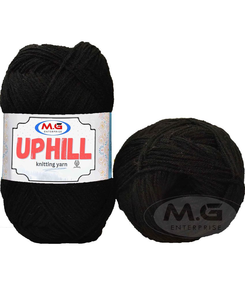     			M.G ENTERPRISE Uphill Black 400 GMS Wool Hank Hand Knitting Wool/Art Craft Soft Fingering Crochet Hook Yarn, Needle Knitting Yarn Thread Dyed- Art-AFJI