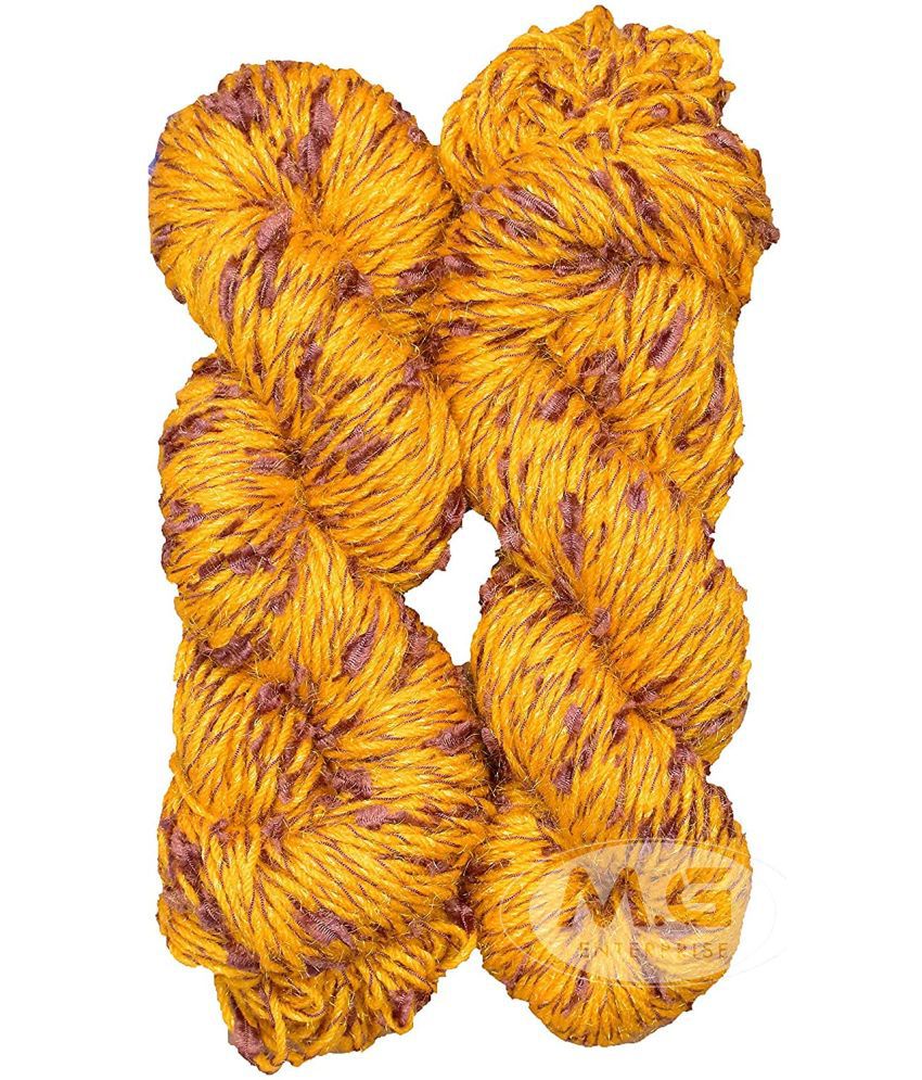     			M.G ENTERPRISE Veronica Yellow Brown (500 gm) Wool Hank Hand Knitting Wool/Art Craft Soft Fingering Crochet Hook Yarn, Needle Knitting Yarn Thread Dyed