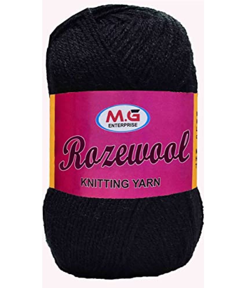     			M.G ENTERRPISE Dropill Black 200 GMS Wool Ball Hand Knitting Wool/Art Craft Soft Fingering Crochet Hook Yarn, Needle Knitting Yarn Thread Dyed