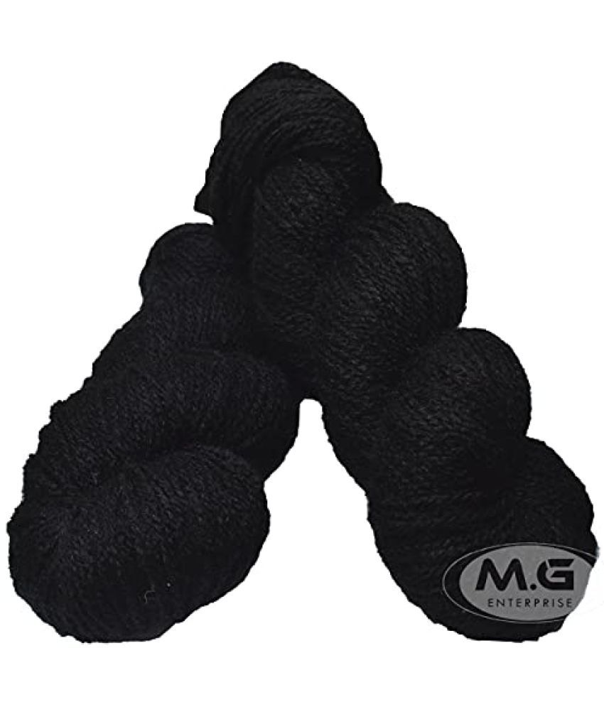     			M.G ENTERRPISE RABIT Excel Black (200 gm) Wool Hank Hand Knitting Wool/Art Craft Soft Fingering Crochet Hook Yarn, Needle Knitting Yarn Thread Dyed AFI