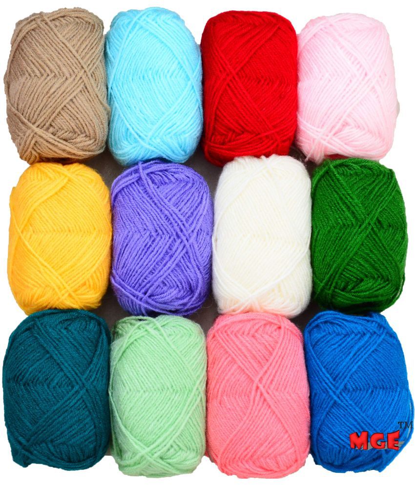     			M.G Enterprise 4 Ply Knitting Yarn Combo Wool, Bunny 12 Mix 300 gm Best Used with Knitting Needles, Crochet Needles Wool Yarn for Knitting