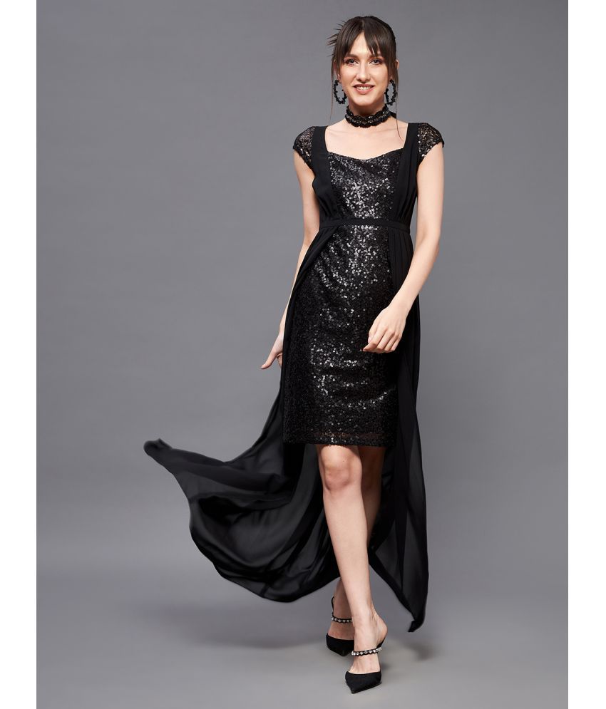     			Miss Chase Polyester Embellished Full Length Women's Fit & Flare Dress - Black ( Pack of 1 )