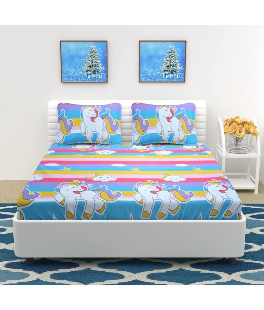     			Neekshaa Cotton Animal Fitted Fitted bedsheet with 2 Pillow Covers ( Double Bed ) - Multi