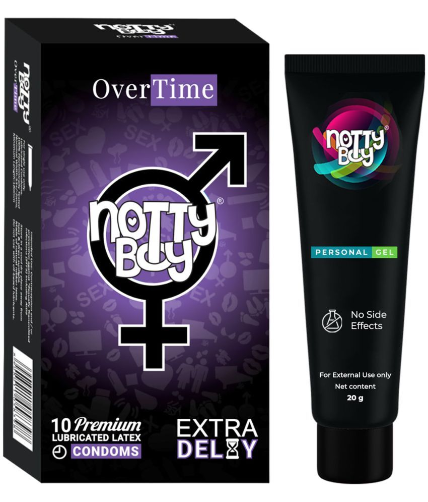     			NottyBoy Long Last Delay Gel 20gm and Extra Delay Extra Time Condoms - Pack of 2