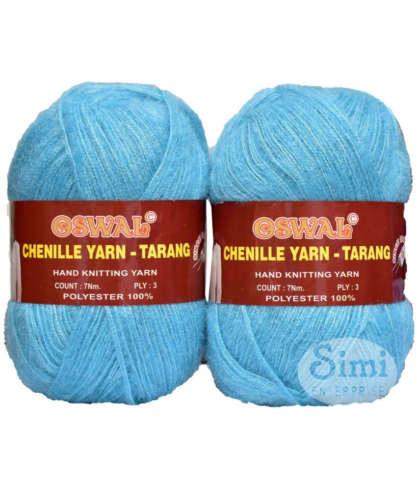     			SIMI ENTERPRISE Oswal 3 Ply Knitting Yarn Wool, Sky Blue 600 gm Best Used with Knitting Needles