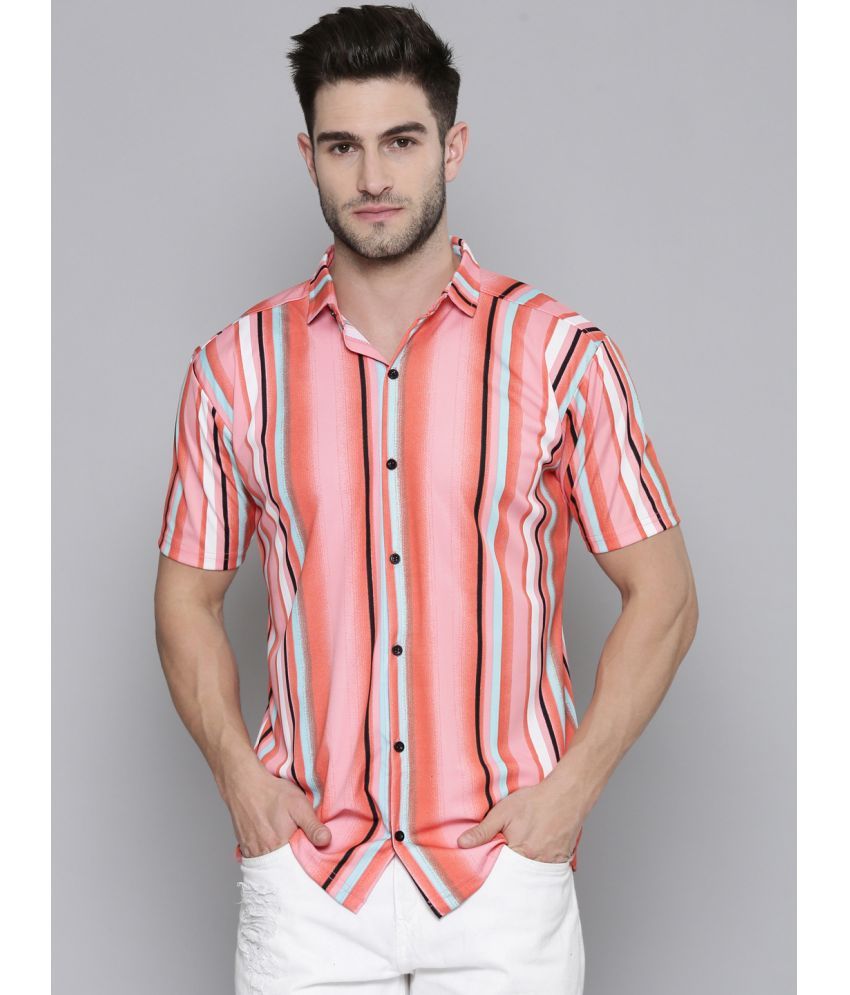     			Smartees Polyester Regular Fit Printed Half Sleeves Men's Casual Shirt - Peach ( Pack of 1 )